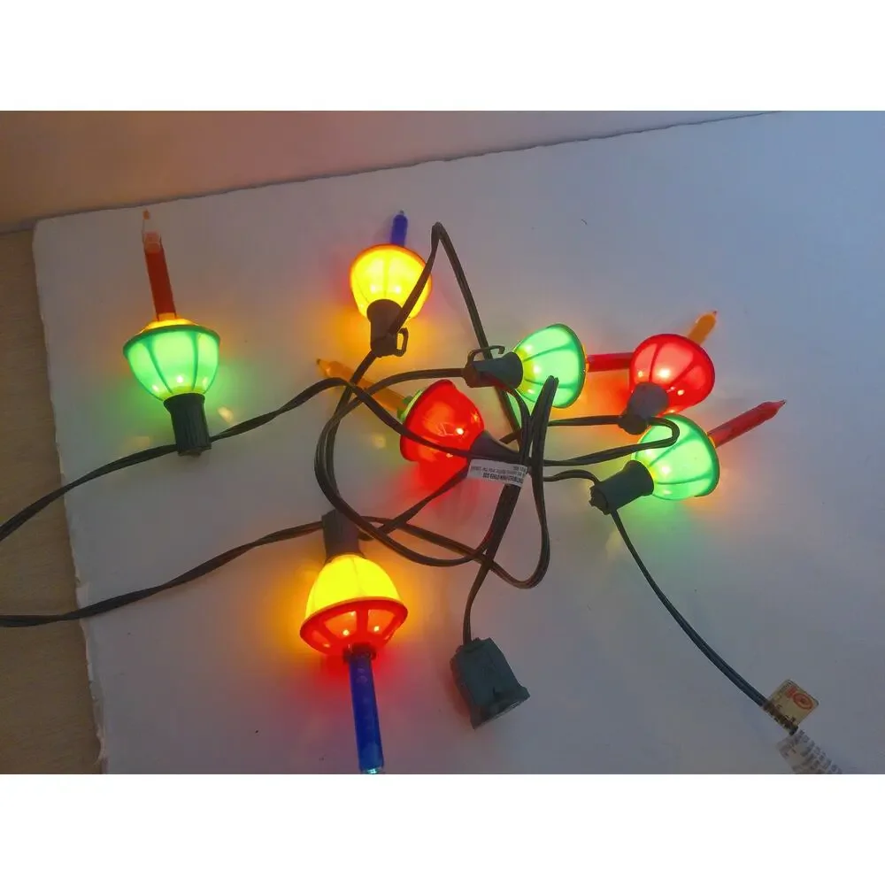 Vintage Christmas Multicolor Bubble Lights 7 Lights READ